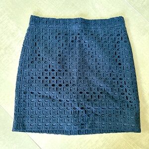 J. Crew Navy Blue Eyelet Mini Skirt